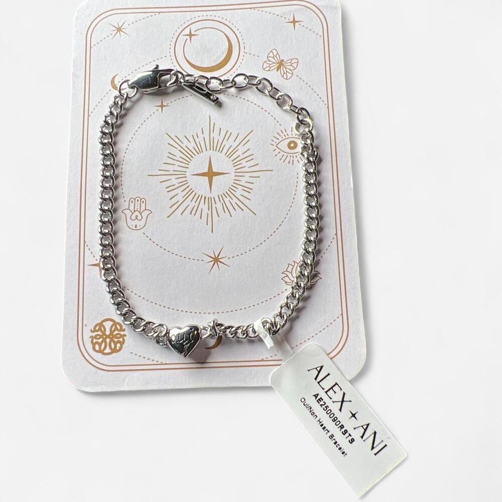 Alex and Ani silver heart bracelet with heart charm  - 8